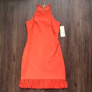 Nicole Miller Artelier Coral Tech Halter B Dress